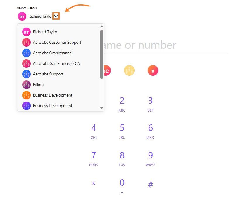 Adjust caller ID from the main dialer in Dialpad
